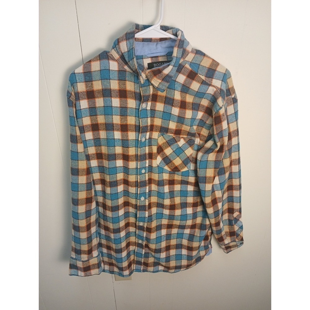 Bogari Size Large Long Sleeve Button Front Flannel‎ Plaid Shirt